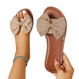 Breakj Flat Bottom Round Head Slippers Women Wearing Bow Flat And Cloth Cold