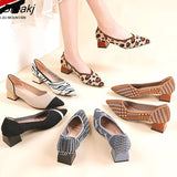Knitting Single Shoes Women Spring And Autumn Pointed Toe Low-Heeled Shoes Simple Woman