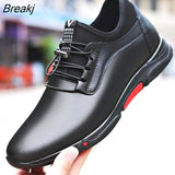 Men's Casual Shoes Leather PU Black Spring Male Footwear Loafers Soft Bottom Lace Up Outdoor Business Sneakers Shoes For