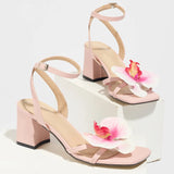 Breakj Sandals Three-Dimensional Orchid Head Elegant Light Pink Soft Texture Women's Shoes Direct