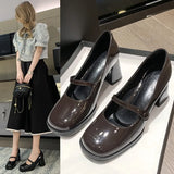 Breakj And Summer 2025 New French Retro Niche Design Fashion With Square Head High With Mary Jane Single