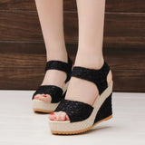 Women 2023 Summer New Waterproof Platform Korean Version With Wedge Fish Mouth Women Fashion Breathable Lace Women's