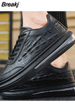 Shoes for Men Casual Korean Men's Fashion Flat Lace Up Alligator pattern Sneakers Male Comfortable Sport