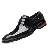 Breakj Men's Plus Size Bright Single Shoes Fashion Trend Business Leather Shoes Color Lace Men's