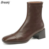 Women Ankle Boots Luxury Genuine Leather High Heels Zipper Black Chelsea Short Boot 2023 Elegant Female Booties Designer