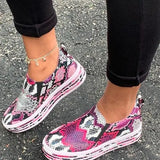 Printing Loafer Woman Snake Pattern Vulcanized Women's Casual Sneakers Female Slip On Flat Platform Ladies Walking