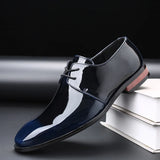 Breakj Men's Plus Size Bright Single Shoes Fashion Trend Business Leather Shoes Color Lace Men's