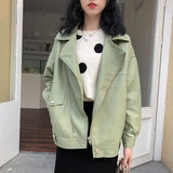 New Autumn Women Faux Leather Jacket Motorcycle Leather Jacket Black Loose Oversized BF