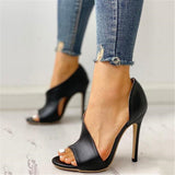 Size Sandals Female Summer New Fish Mouth Face Thin Heel Set Heel Female