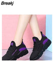 Style Casual Women's Sports Vulcanize Shoes Mesh Breathable Flying Woven Soft Sole Walking Platform Sneakers Women Tennis