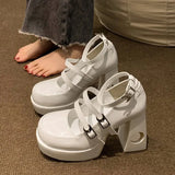 High Heels Women's Thick Heels Shoes 2024 Spring New Bridesmaid Shoes Square Head Waterproof Table Thick Soles Mary Jane