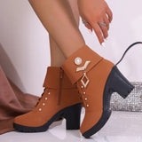 Breakj Size 2025 Autumn And Winter New High-Sc Coarse And Short Boots Women Zipper Short Boots Waterproof Table Thick Bottom Water