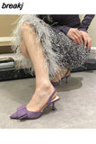 Women Sandals Sweet Bow Knot High Heel Slingback Sandal For Women Elegant Pointed Toe Mule 2023 Spring Luxury Ladies