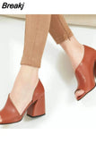 Summer New Women's Fish-mouth Sandals High Heels Thick Heels Slip-on Female Sandals Mixed Color Peep Toe Sandalias