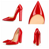Large Size Classic Pointed High Heels Sexy Leopard Print Lacquered Leather Banquet Party