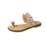 Summer New Set Toe Lace Pineapple Flat-Soled Large-Size Sandals And Slippers From Women's