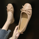 Version 2024 New Summer Round Head Shallow Bow Flat Shoes Grandma Shoes Retro Fairy Style