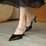 Breakj Sandals Fine Heel 2025 Spring And Summer New Word With Pointed High Heels Water Drill High Heel Slippers