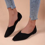 Breakj New Flat-Soled Single Shoes Women's Shoes Large-Size Bean Shoes Light-Mouthed Sharp Casual Light Single