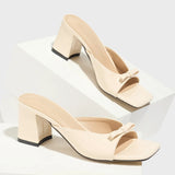 Breakj Engaged Lady High-Heeled Muller Bow Mirror-Faced Crocodile Pattern Sexy Toe Square Comfortable Coarse