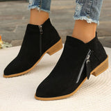 Breakj Thick Background Solid Color Tip Side Zipper Martin Boots 2025 Spring And Autumn New Short-Box Women