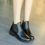 Autumn Winter New Round Head Ankle Boots With Flat And Bare Boots Thick Martin Women's