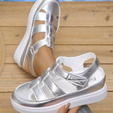 New Baotou Rear Hollow Sandals Hollowed Out Breathable Silver High-Grade Sandals Thick Soles Large Size Leisure