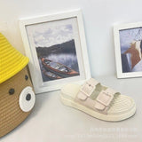 Slippers Outside Wear 2024 Summer Net Red With A Simple Round Head Pure Color Open Toe Set Foot Sandals Lazy Shoes