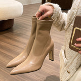 Breakj Shoreside Gentle High-Sense High-Skinned High-Legged Boots Girl Soft Skin Skin Skin Short Boots Women Spring And Autumn