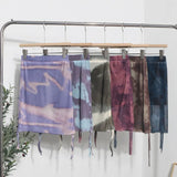 Solid Shot Tie-Dye Printing Net Yarn Rope With Folded Bag Hips Babes Short Skirt Anti-Light Repair Body Skirt
