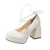 Breakj Small Leather Shoes Women Spring And Autumn 2025 New White Wedding Shoes Leather Shoes Retro Thick Soles To Increase The Height Of Mary