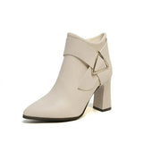 Boots Women's 2023 Autumn And Winter New Thick Heel Ankle Boots Pointed Thick Heel Belt Buckle High Heel
