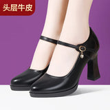Cheongsam Performance, Catwalk Training, Single Shoes, Women's Leather, Thick Heels, Comfortable Middle Heel, Soft Soles, Mother's Work