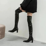 Boots Female Autumn Winter New Leg Boots Female Over The Knee Thick Heel High Heel Square Head Soft Skin Face Super Long Thigh High Heel