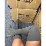Breakj And Winter Sharp Head Thick And Knitted Knee Boots Women Large Size Elastic Wool Socks Long