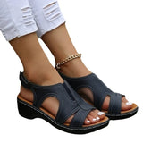 New Summer Sandals Velcro Stitches Hollowed-Out Thick Soles With Large Open-Toed Casual