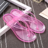 Beach Flat Clear Flip Flops Girls Transparent Slippers Female Jelly Shoes Plain Color Women's Flip-Flops Ladies