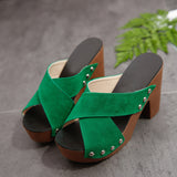 Breakj Summer New Korean Version Of The Toe Thick Toe Cool Drag Thick Hedging And Waterproof Slipper Women Cross With High Heel Large Size Women's