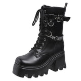 Breakj Size 35-422025 Spring New Thick-Bottomed Martin Boots Raised High-Pine Cake Bottom Locomotive