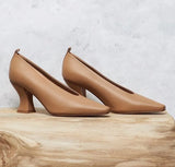 Production Of Full Leather High Heels Female 2023 Early Autumn New Soft Leather Thick Heel Working Shoes Pointed Head Korean Women's