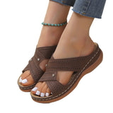 Breakj New Large-Size Slippers Retro Car Line Anti-Slip Round Slope And Comfortable Word Cool Slippers