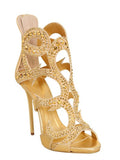 Sexy Luxury High-Heeled Sandals Stilettos Banquet Party Shoes Gold Champagne