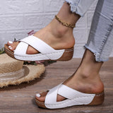 Spring And Summer New Sandals Slippers Cross Slope Heels, Thick Soles, Simple Casual