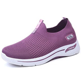 Women Leisure Sneakers Outdoor Mesh Soft Bottom Sport Shoes Vintage Solid Slip on Breathable Shoes Sneakers Women Zapatos