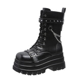 Breakj Autumn And Winter Women's Heightening Boots In The Barrel Of The Shoes British Style Martin Boots Large Size Women's Shoes Round Head Thin