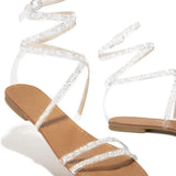 Breakj Women's 2023 Summer New Flat Bottom Water Drill Tied With Sandals Large Women's