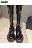 for Woman Long Women's Boots Biker New Rock Footwear Platform Winter Knee High Shaft Quality Spring 2023 Boot Gothic