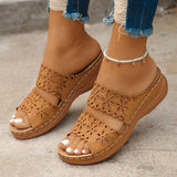 Breakj Hollow Flowers One-Word Slippers Women In The Summer Of 2025 New Leisure Thick Bottom Slope And Cold Slippers