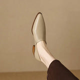 Heel Single Shoes Female 2024 New Pointed Deep Mouth French Small Fragrant Wind Thick With Temperament Pure Color Small Leather Shoes