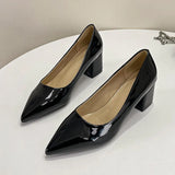 Breakj Interview Women's Shoes 2023 New Black Etiquette Student Work Single Shoes Thick Heel Civil Servant Formal High